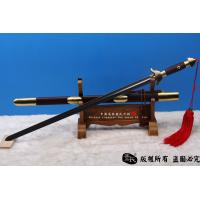 手工花纹钢太极剑-武术剑-凹槽软剑