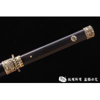 经典铜装八面唐剑 百炼花纹钢烧刃