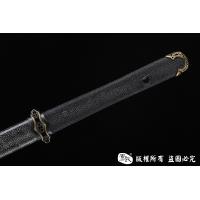 百炼花纹钢烧刃简装鱼皮唐刀