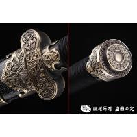 羽毛钢珍珠鱼皮款黑金古刀 大师作品