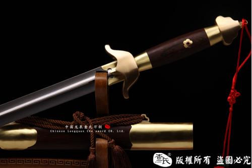 手工花纹钢太极剑-武术剑-凹槽软剑