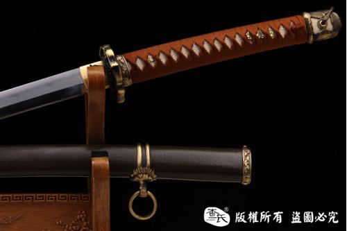 精品98军刀-地肌钢烧刃-手工铁鞘