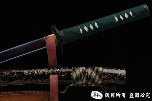 蓝天-花纹钢烤蓝武士刀