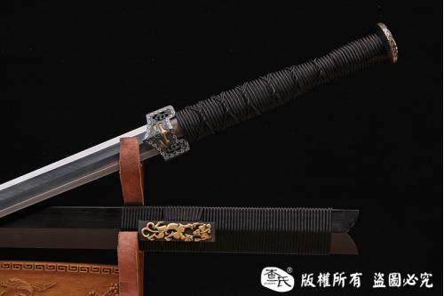 铁装手雕刻汉剑-错银错铜工艺-孤品，大师作品