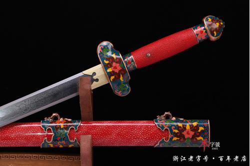 古法夹钢景泰蓝剑