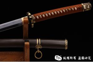 精品98军刀-地肌钢烧刃-手工铁鞘