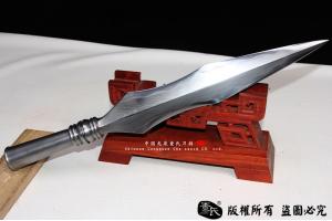 岳飞枪-花纹钢烧刃一体打造-难度大 市面上少