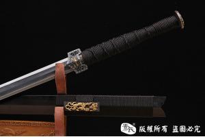 铁装手雕刻汉剑-错银错铜工艺-孤品，大师作品